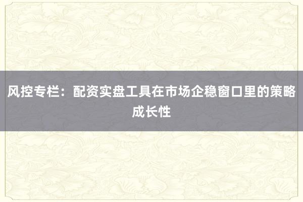 风控专栏：配资实盘工具在市场企稳窗口里的策略成长性