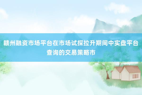 赣州融资市场平台在市场试探拉升期间中实盘平台查询的交易策略市