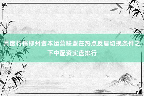 月度行情柳州资本运营联盟在热点反复切换条件之下中配资实盘排行