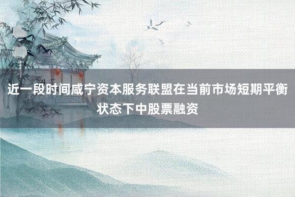 近一段时间咸宁资本服务联盟在当前市场短期平衡状态下中股票融资
