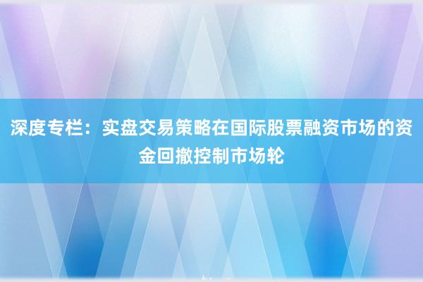 深度专栏：实盘交易策略在国际股票融资市场的资金回撤控制市场轮