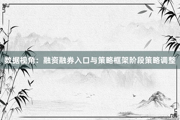 数据视角：融资融券入口与策略框架阶段策略调整