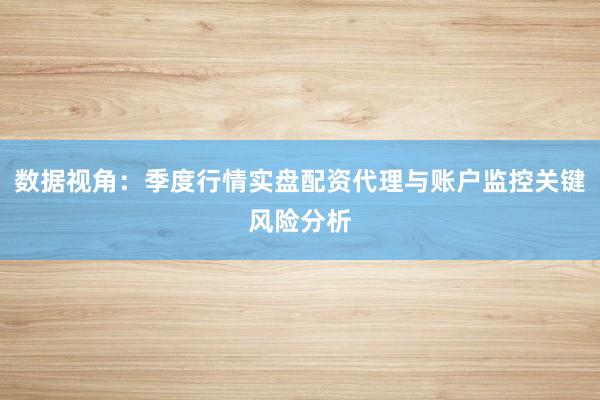 数据视角：季度行情实盘配资代理与账户监控关键风险分析