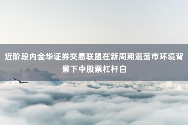 近阶段内金华证券交易联盟在新周期震荡市环境背景下中股票杠杆白