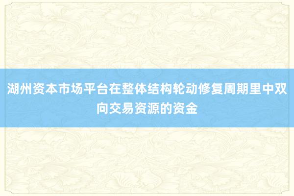 湖州资本市场平台在整体结构轮动修复周期里中双向交易资源的资金