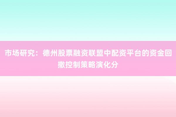 市场研究：德州股票融资联盟中配资平台的资金回撤控制策略演化分