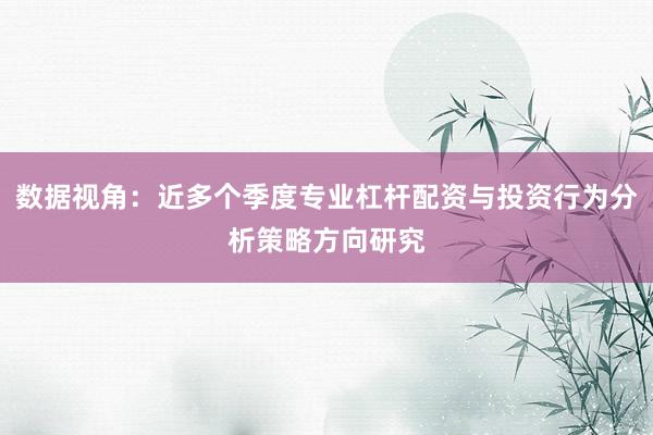 数据视角：近多个季度专业杠杆配资与投资行为分析策略方向研究