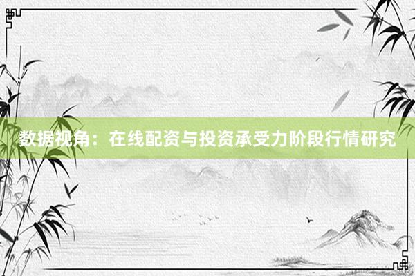 数据视角:在线配资与投资承受力阶段行情研究