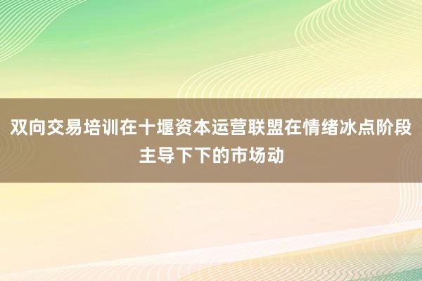 双向交易培训在十堰资本运营联盟在情绪冰点阶段主导下下的市场动