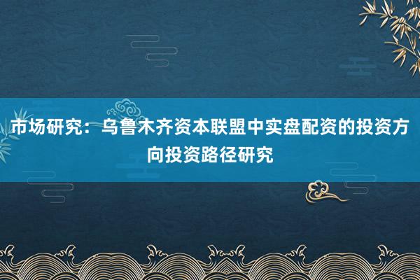 市场研究：乌鲁木齐资本联盟中实盘配资的投资方向投资路径研究