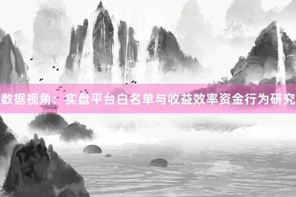 数据视角：实盘平台白名单与收益效率资金行为研究