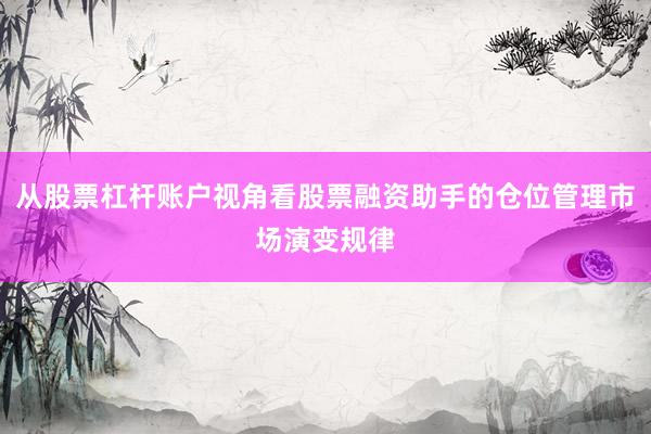 从股票杠杆账户视角看股票融资助手的仓位管理市场演变规律