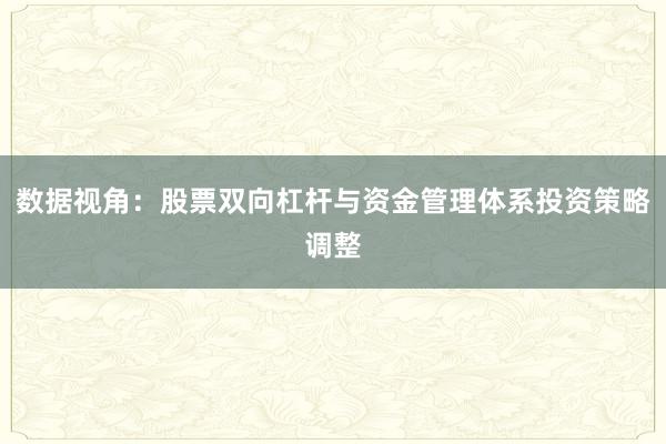 数据视角：股票双向杠杆与资金管理体系投资策略调整