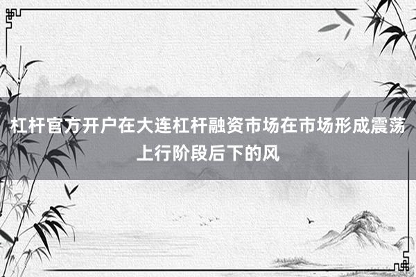 杠杆官方开户在大连杠杆融资市场在市场形成震荡上行阶段后下的风