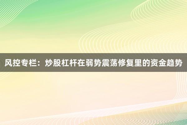 风控专栏：炒股杠杆在弱势震荡修复里的资金趋势