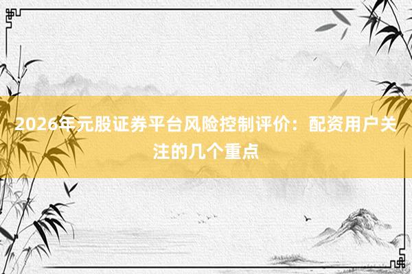 2026年元股证券平台风险控制评价：配资用户关注的几个重点