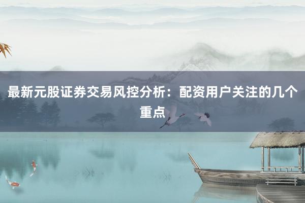 最新元股证券交易风控分析：配资用户关注的几个重点