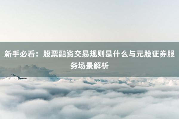 新手必看:股票融资交易规则是什么与元股证券服务场景解析