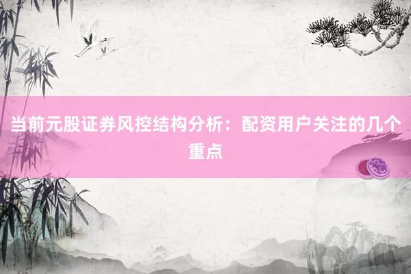 当前元股证券风控结构分析：配资用户关注的几个重点