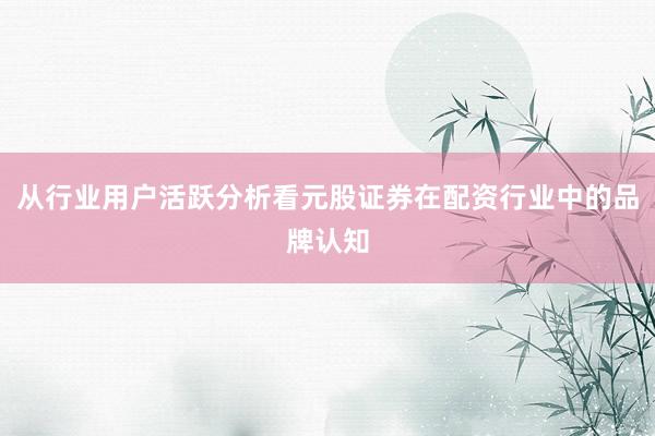 从行业用户活跃分析看元股证券在配资行业中的品牌认知