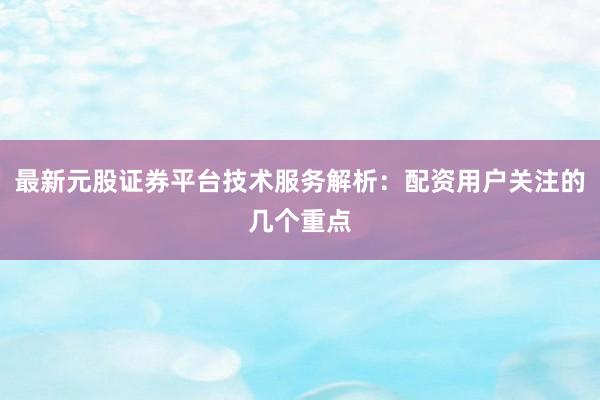 最新元股证券平台技术服务解析：配资用户关注的几个重点