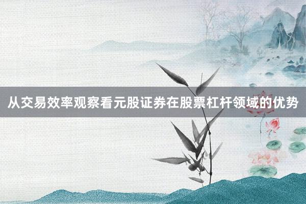 从交易效率观察看元股证券在股票杠杆领域的优势