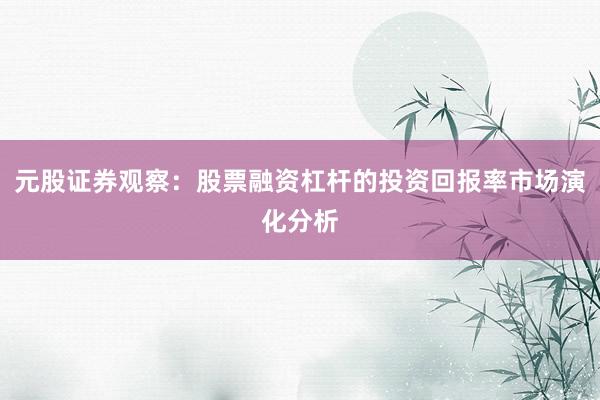 元股证券观察:股票融资杠杆的投资回报率市场演化分析