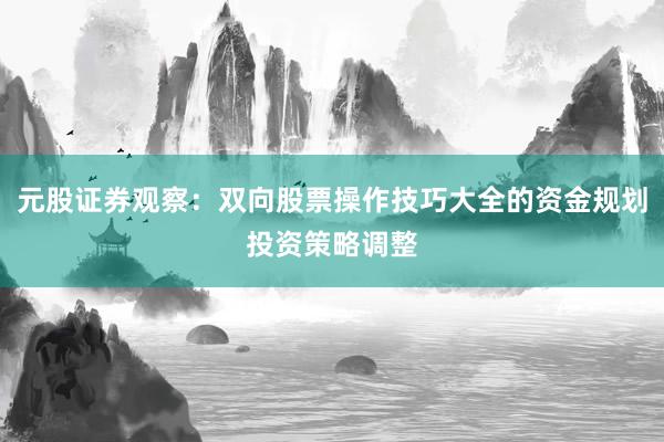 元股证券观察：双向股票操作技巧大全的资金规划投资策略调整