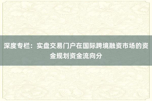 深度专栏：实盘交易门户在国际跨境融资市场的资金规划资金流向分