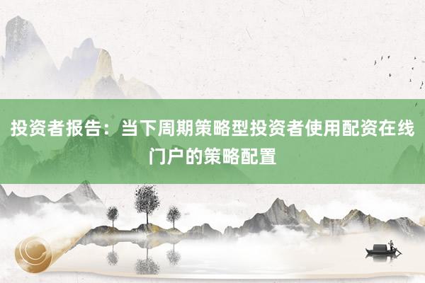 投资者报告：当下周期策略型投资者使用配资在线门户的策略配置
