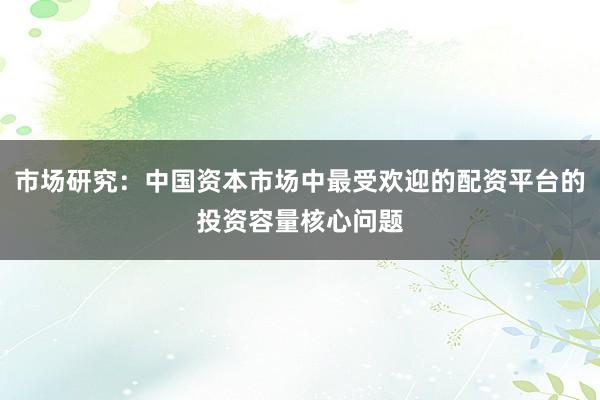 市场研究：中国资本市场中最受欢迎的配资平台的投资容量核心问题