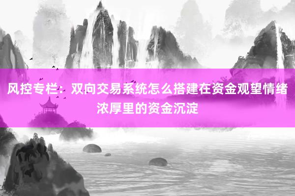 风控专栏：双向交易系统怎么搭建在资金观望情绪浓厚里的资金沉淀