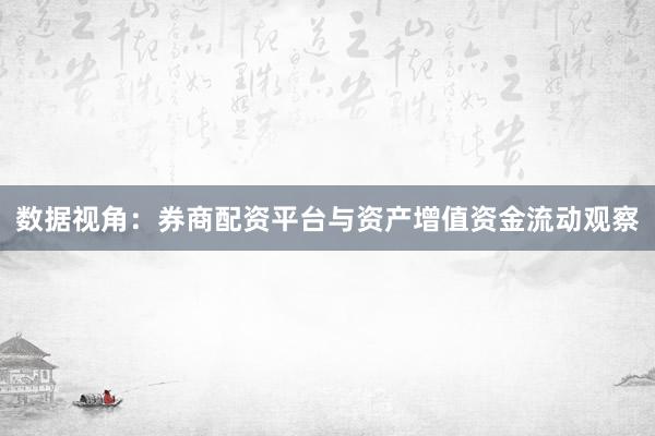 数据视角：券商配资平台与资产增值资金流动观察