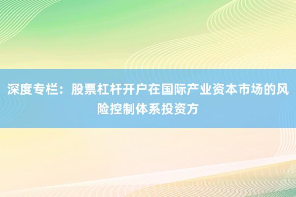深度专栏：股票杠杆开户在国际产业资本市场的风险控制体系投资方