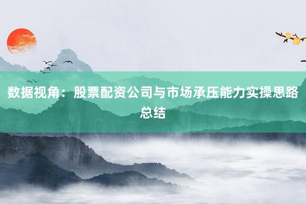 数据视角：股票配资公司与市场承压能力实操思路总结