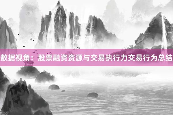 数据视角：股票融资资源与交易执行力交易行为总结