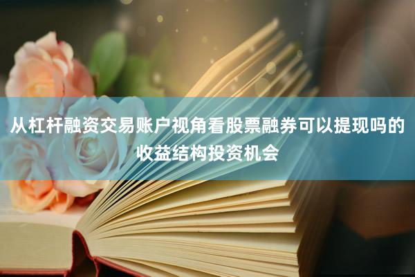 从杠杆融资交易账户视角看股票融券可以提现吗的收益结构投资机会