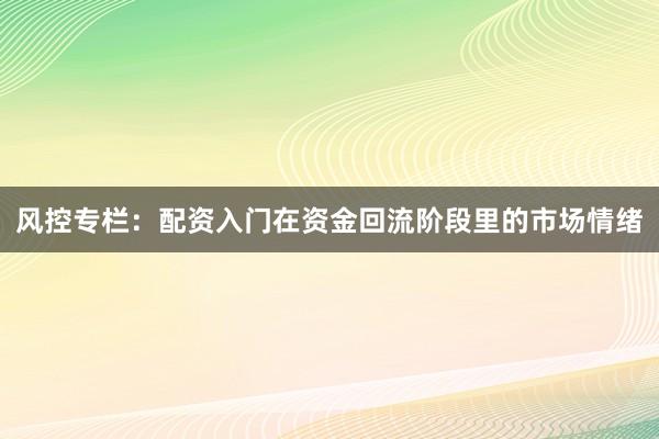 风控专栏：配资入门在资金回流阶段里的市场情绪