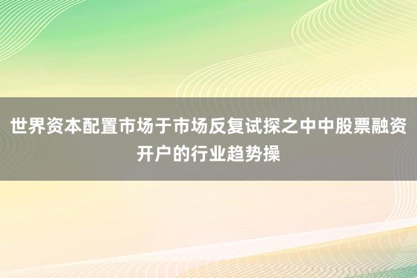 世界资本配置市场于市场反复试探之中中股票融资开户的行业趋势操