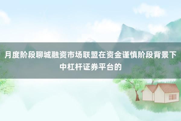 月度阶段聊城融资市场联盟在资金谨慎阶段背景下中杠杆证券平台的