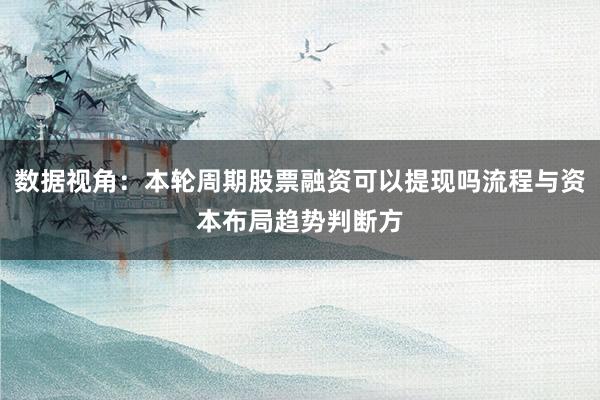 数据视角：本轮周期股票融资可以提现吗流程与资本布局趋势判断方