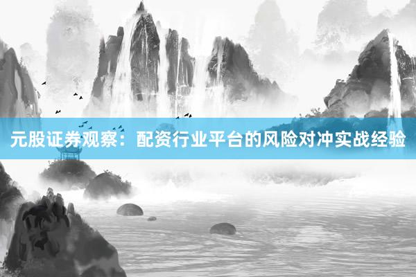 元股证券观察：配资行业平台的风险对冲实战经验