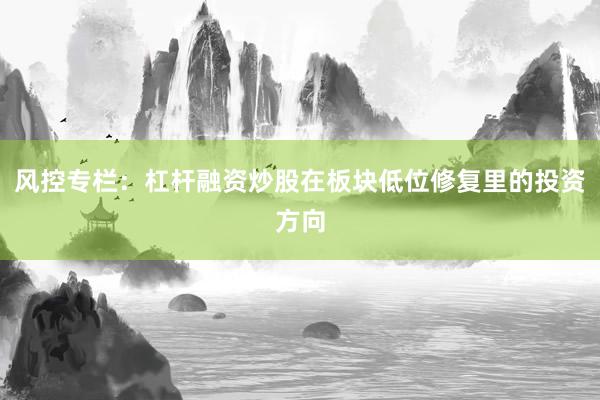 风控专栏：杠杆融资炒股在板块低位修复里的投资方向
