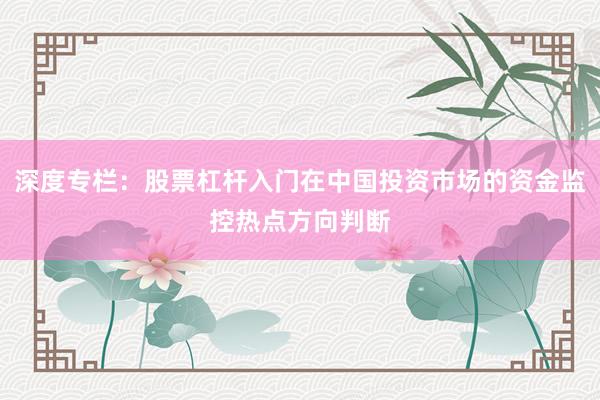 深度专栏：股票杠杆入门在中国投资市场的资金监控热点方向判断