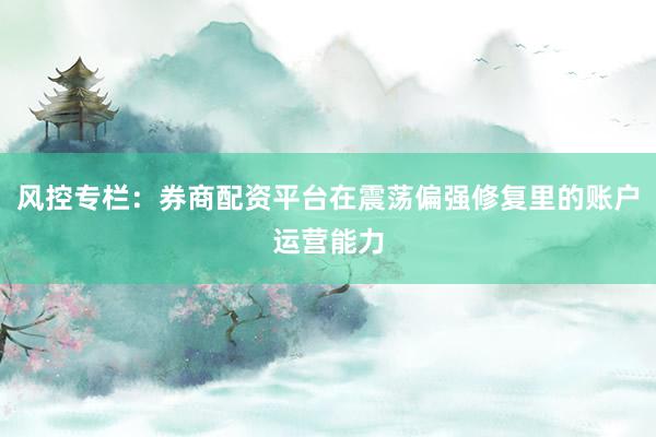 风控专栏：券商配资平台在震荡偏强修复里的账户运营能力