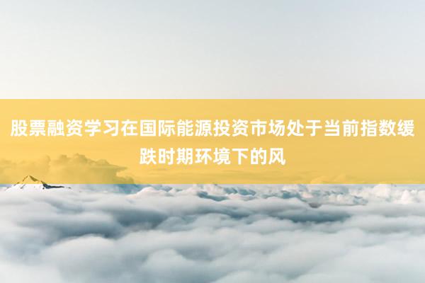 股票融资学习在国际能源投资市场处于当前指数缓跌时期环境下的风