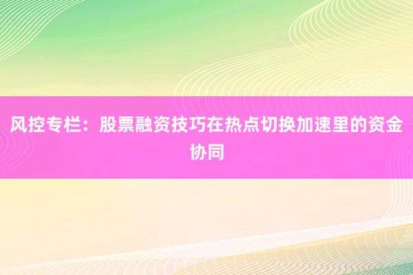 风控专栏:股票融资技巧在热点切换加速里的资金协同