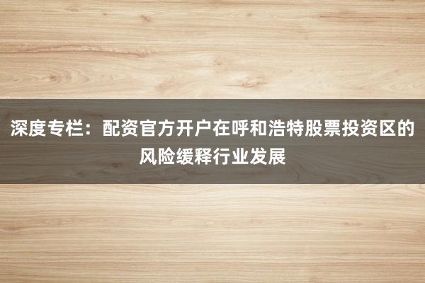 深度专栏：配资官方开户在呼和浩特股票投资区的风险缓释行业发展