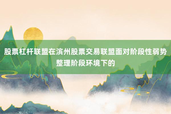 股票杠杆联盟在滨州股票交易联盟面对阶段性弱势整理阶段环境下的