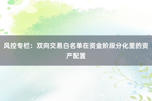 风控专栏：双向交易白名单在资金阶段分化里的资产配置